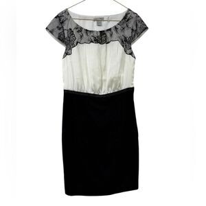 NWT H&M Satin Lace Black and White Cocktail Dress Size 8